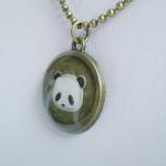 Panda Necklace, Animal Necklace, Hand Cast Resin..