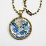 Planet Necklace - The Earth - Blue Marble Earth -..