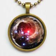 Galaxy Photo Necklace - Variable Star V838 Monocerotis - Galaxy Series