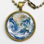 Planet Necklace - The Earth - Blue Marble Earth - Galaxy Series
