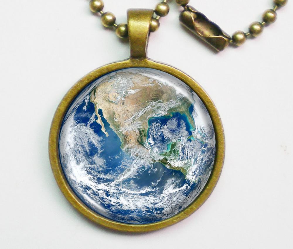 Planet Necklace - The Earth - Blue Marble Earth - Galaxy Series
